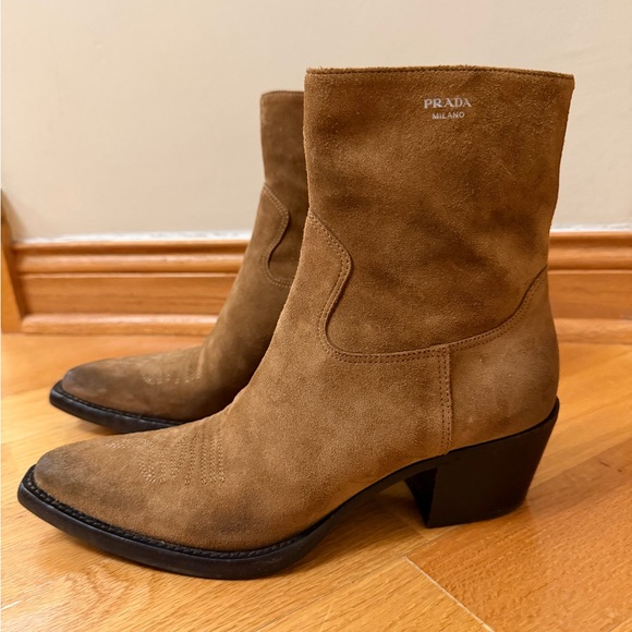 Prada Brown Suede Ankle Boots - Picture 9 of 17